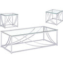  Coaster Furniture Lille 720498-S3 3-piece Glass Top Coffee And End Table Set - Chrome IMAGE 2