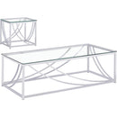  Coaster Furniture Lille 720498-S2 2-piece Glass Top Coffee And End Table Set - Chrome IMAGE 2