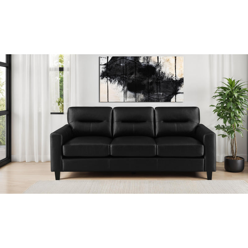  Coaster Furniture Scotland 504664 Faux Leather Upholstered Track Arm Sofa - Black IMAGE 2