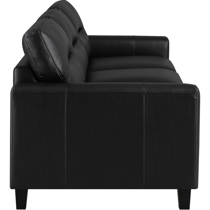  Coaster Furniture Scotland 504664 Faux Leather Upholstered Track Arm Sofa - Black IMAGE 8