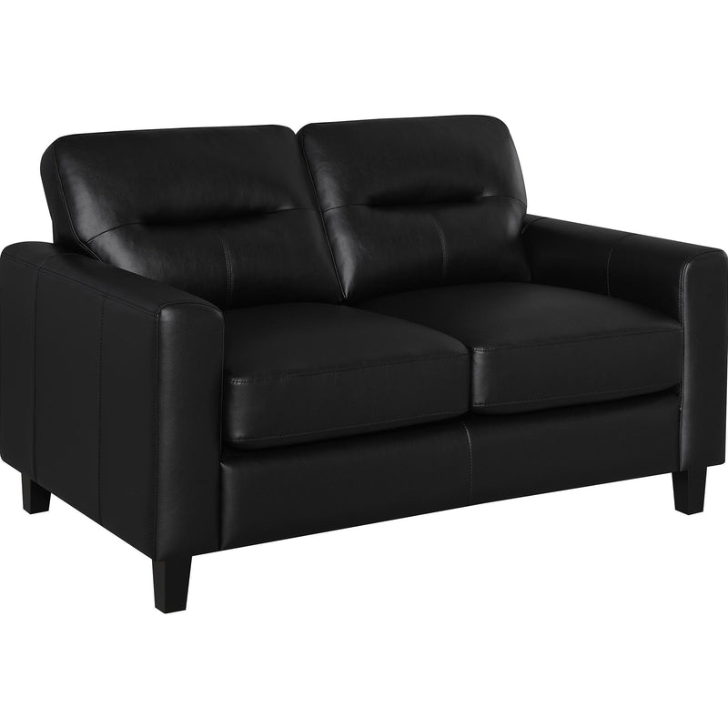 Coaster Furniture Scotland 504665 Faux Leather Upholstered Track Arm Loveseat - Black IMAGE 1