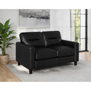 Coaster Furniture Scotland 504665 Faux Leather Upholstered Track Arm Loveseat - Black IMAGE 2