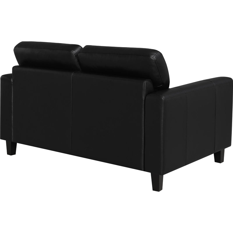  Coaster Furniture Scotland 504665 Faux Leather Upholstered Track Arm Loveseat - Black IMAGE 7