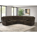  Coaster Furniture Atkinson 601510 Upholstered Reclining Sectional Sofa - Chocolate IMAGE 6
